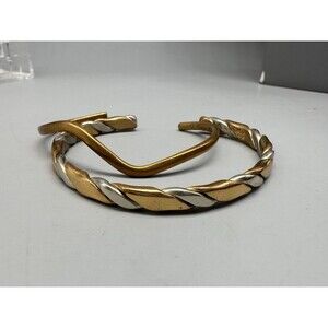 2 SERGIO LUB Mixed Metals Copper Brass  Cuff Bracelets Signed Wavy Twisted
